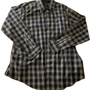 Shaquille O'Neal blue red white plaid dress shirt 19 36/37
